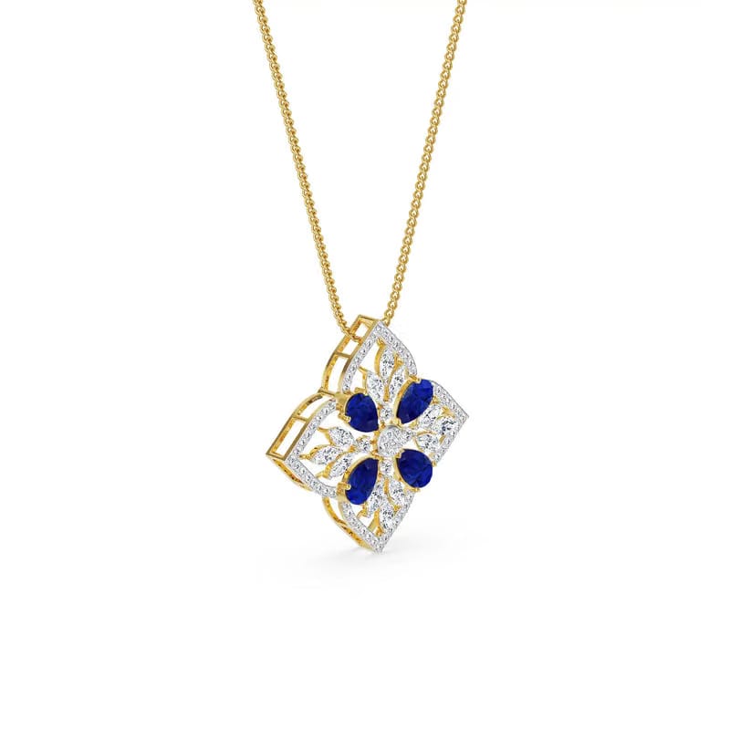 Blue Sapphire Lab Diamond Glamour Pendant