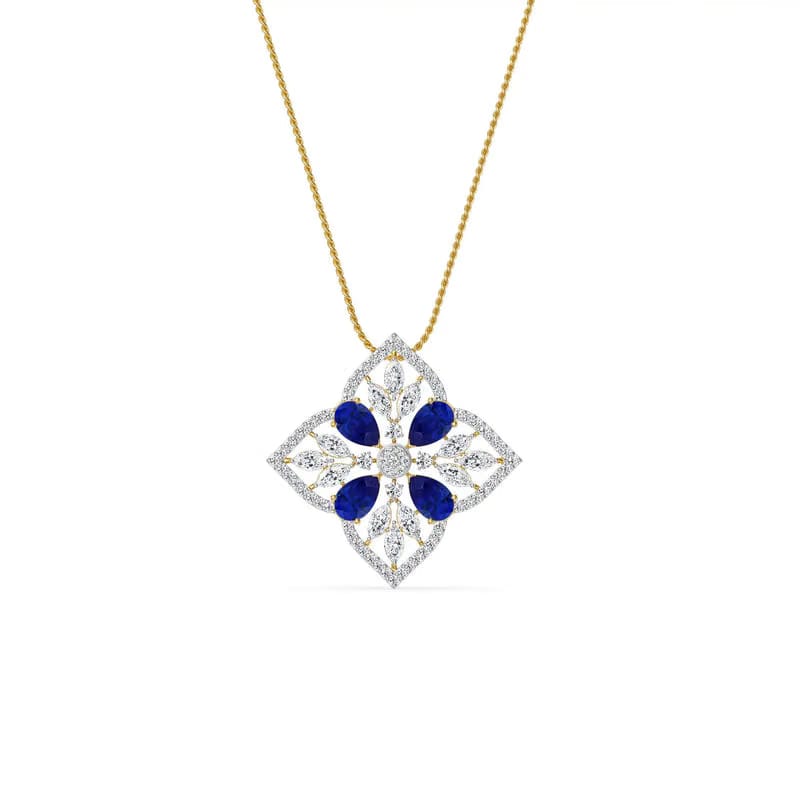 Blue Sapphire Lab Diamond Glamour Pendant