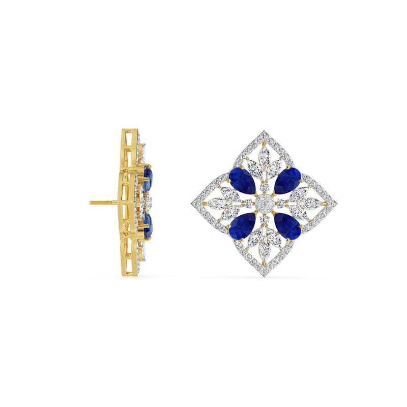 Blue Sapphire Lab Diamond Glamour Pendant Set