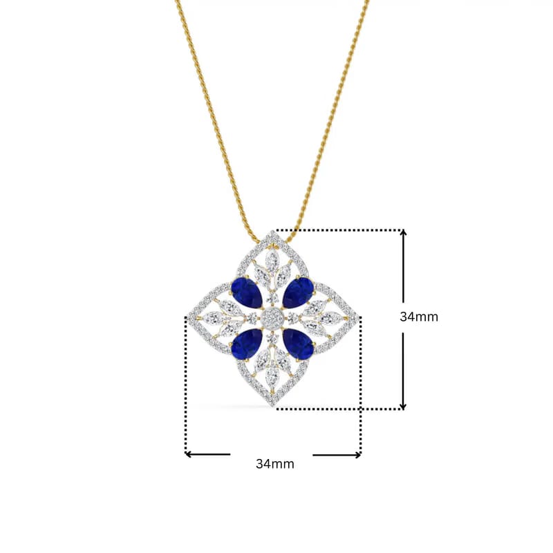 Blue Sapphire Lab Diamond Glamour Pendant_in_stock