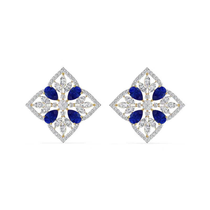 Blue Sapphire Lab Diamond Glamour Studs