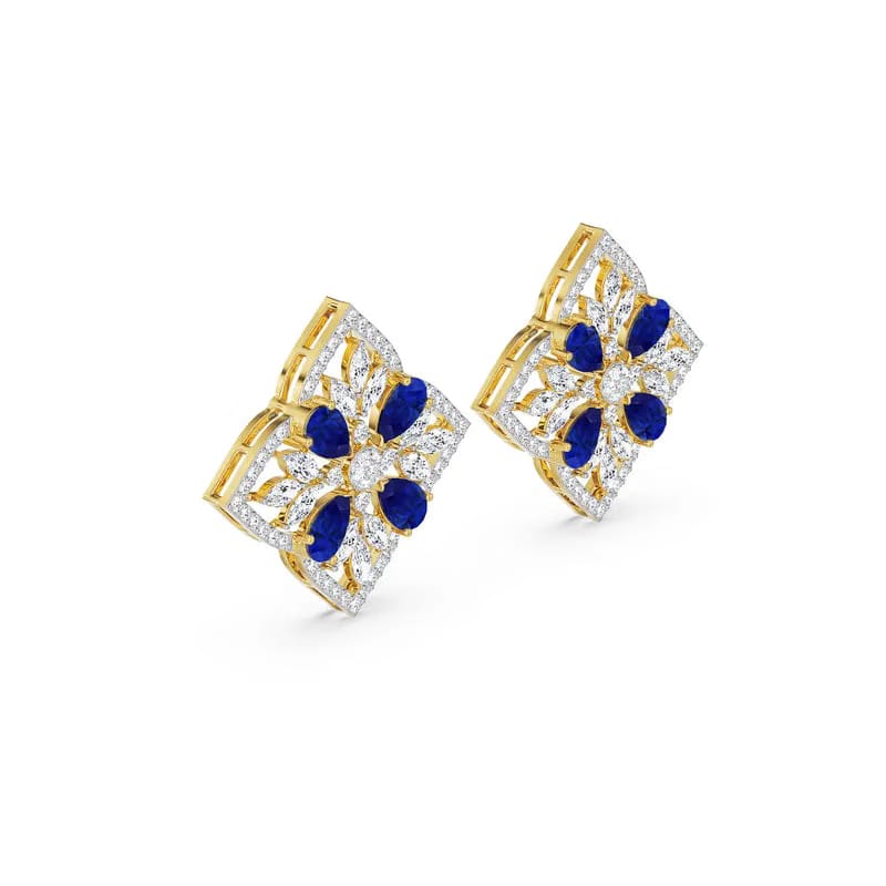 Blue Sapphire Lab Diamond Glamour Studs