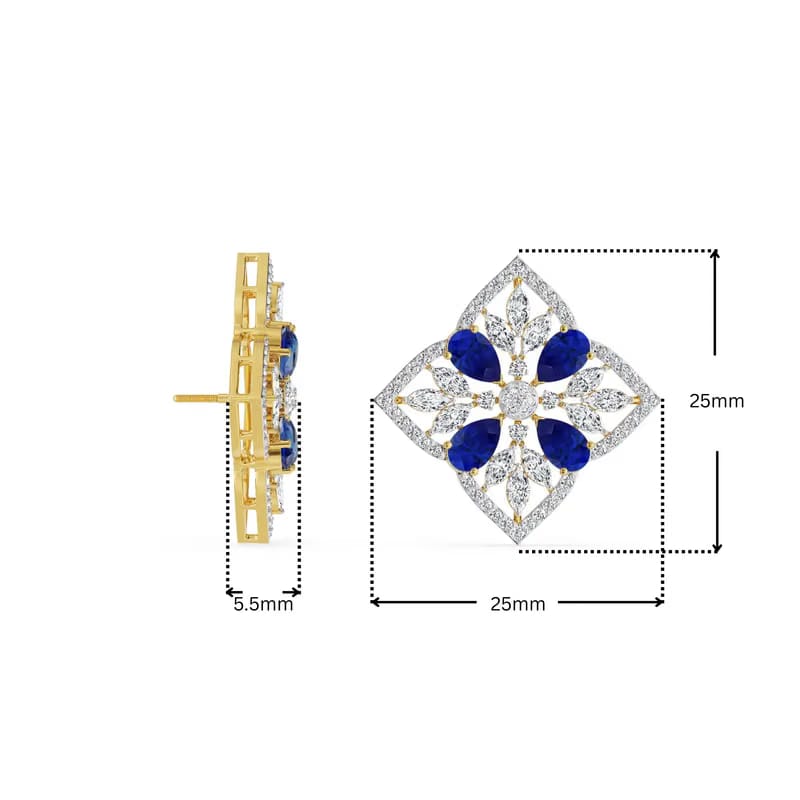 Blue Sapphire Lab Diamond Glamour Studs