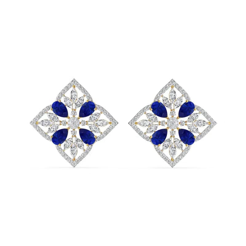 Blue Sapphire Lab Diamond Glamour Studs_in_stock