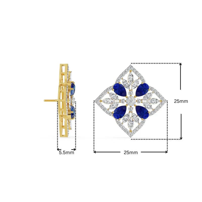 Blue Sapphire Lab Diamond Glamour Studs_in_stock