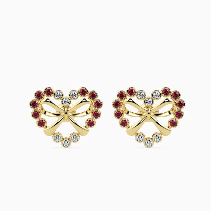 Bow and Heart Lab Grown Diamond Stud Earrings