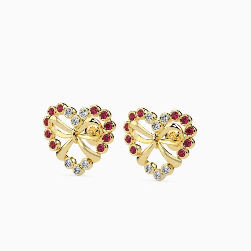 Bow and Heart Lab Grown Diamond Stud Earrings