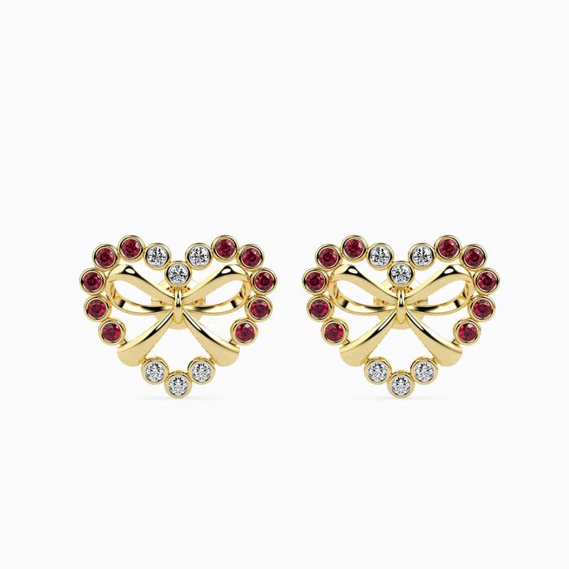Bow and Heart Lab Grown Diamond Stud Earrings 9KT