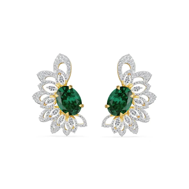 Butterfly Emerald Lab Grown Diamond Earrings