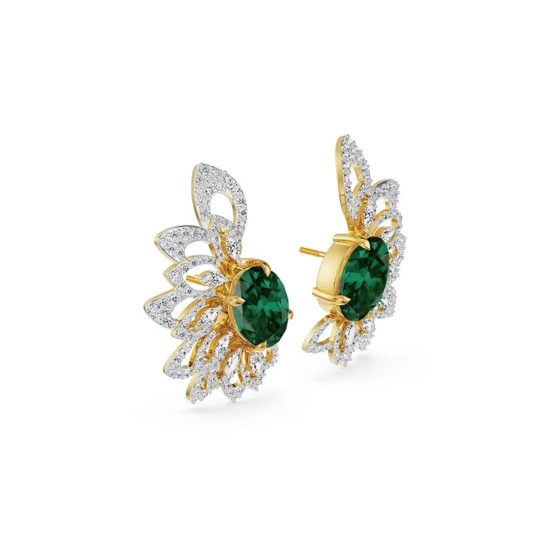 Butterfly Emerald Lab Grown Diamond Earrings_in_stock
