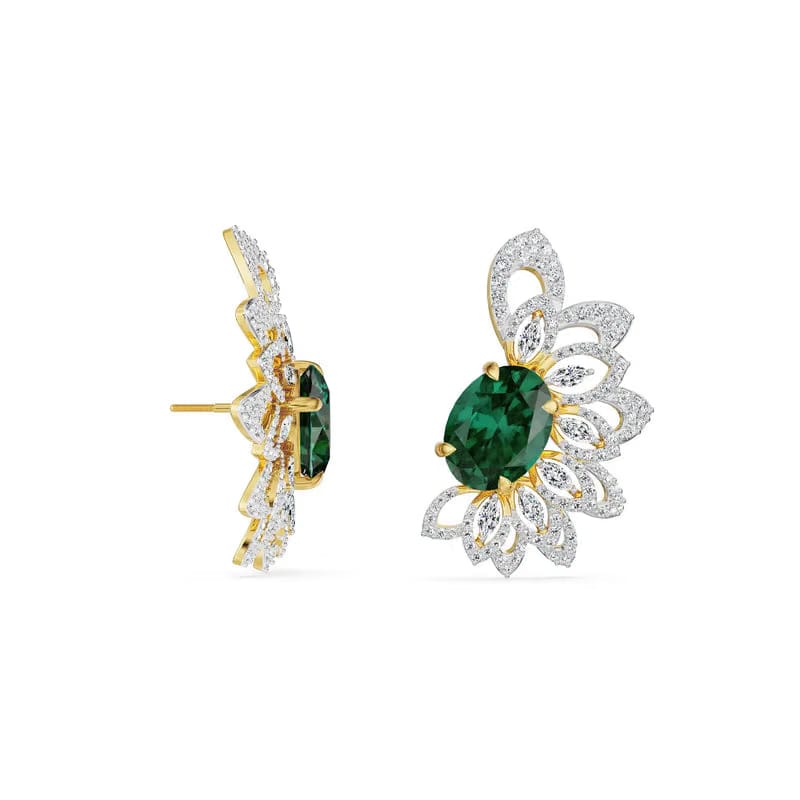 Butterfly Emerald Lab Grown Diamond Earrings_in_stock