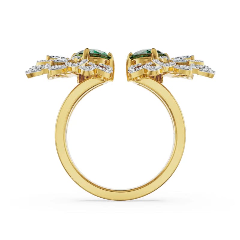 Butterfly Emerald Lab Grown Diamond Ring