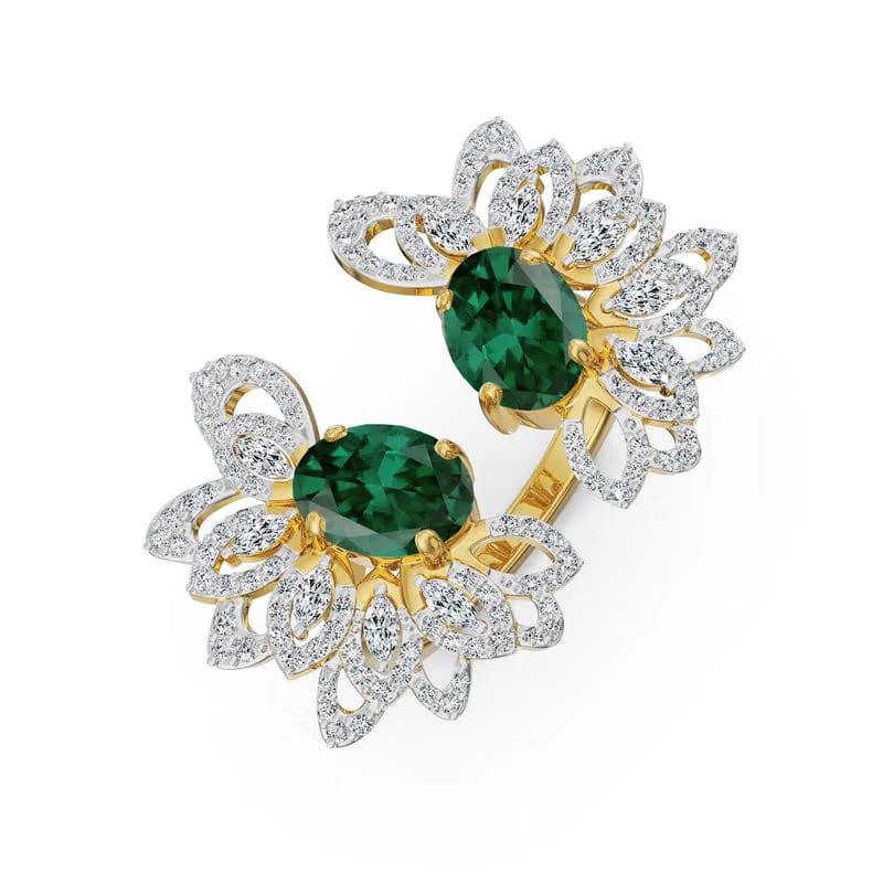 Butterfly Emerald Lab Grown Diamond Ring