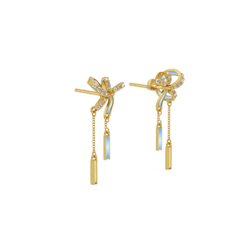 Charming Bow Tassel Lab Diamond Pendant Set