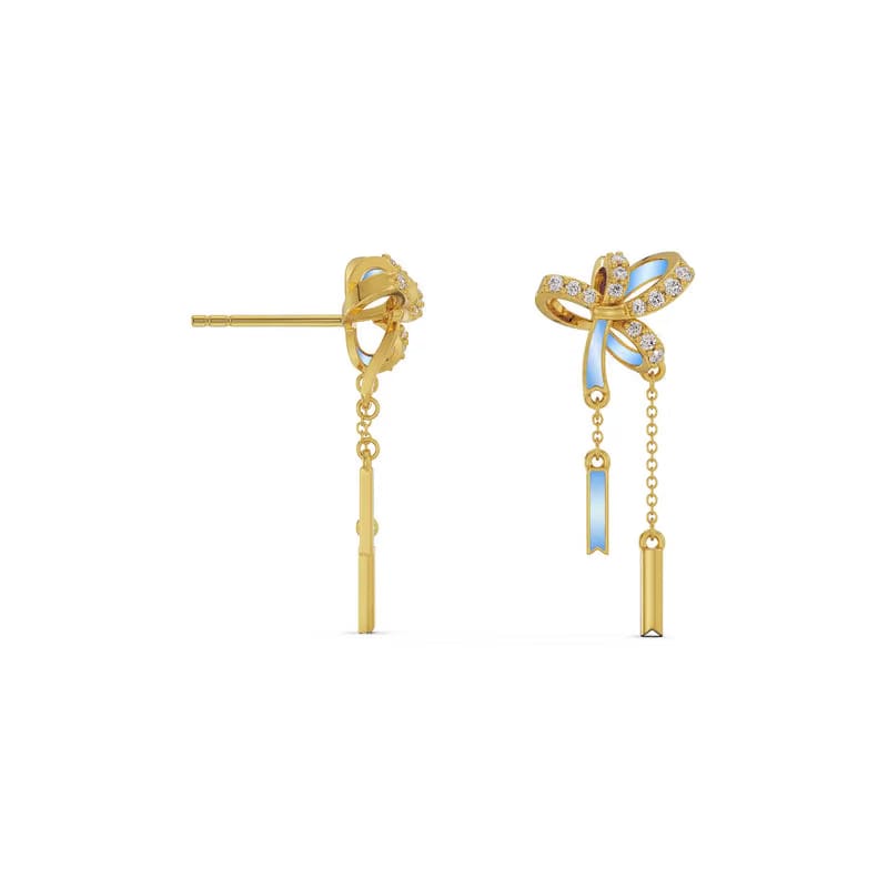 Charming Bow Tassel Lab Grown Diamond Earrings