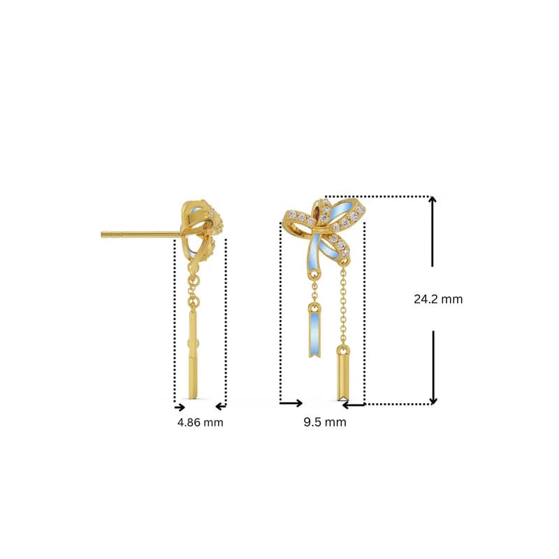 Charming Bow Tassel Lab Grown Diamond Earrings 9KT