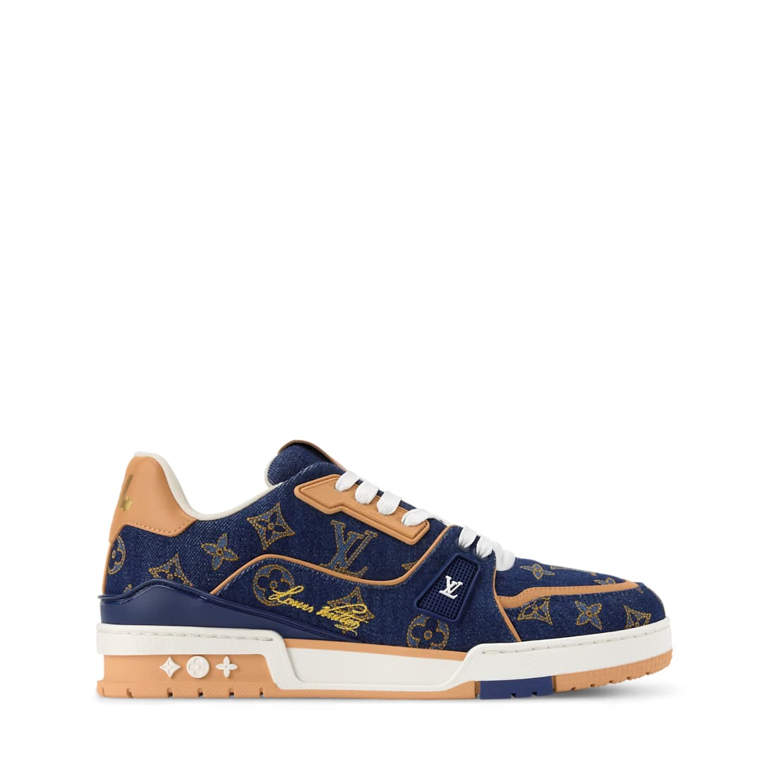 LV Trainer Sneaker (Blue Plain calf leather/Monogram)
