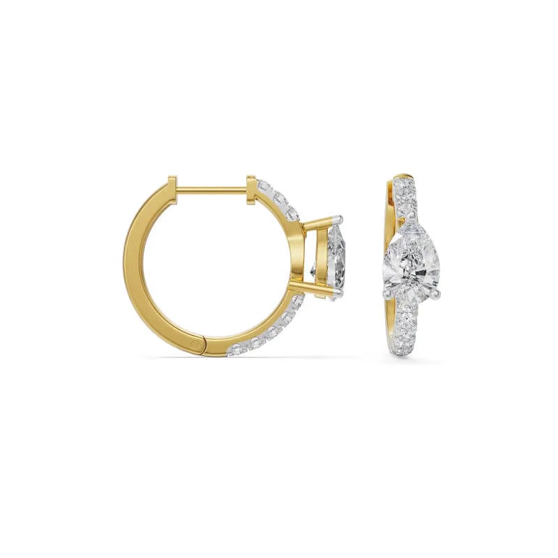 Circle Pear Lab Grown Diamond Hoops 9KT