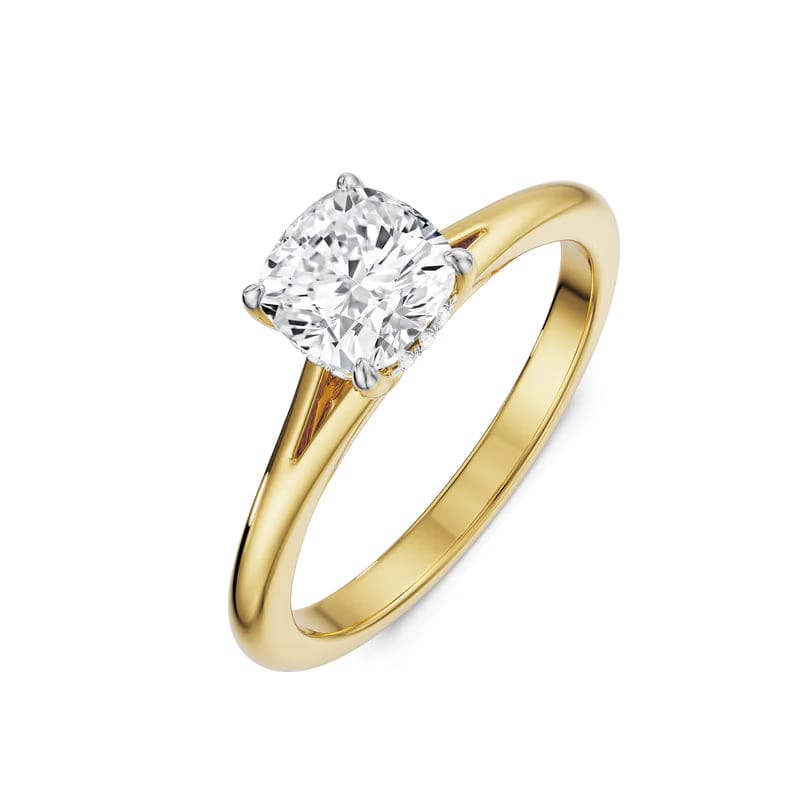 Classic Charm Cushion Cut Lab Diamond Ring 9KT
