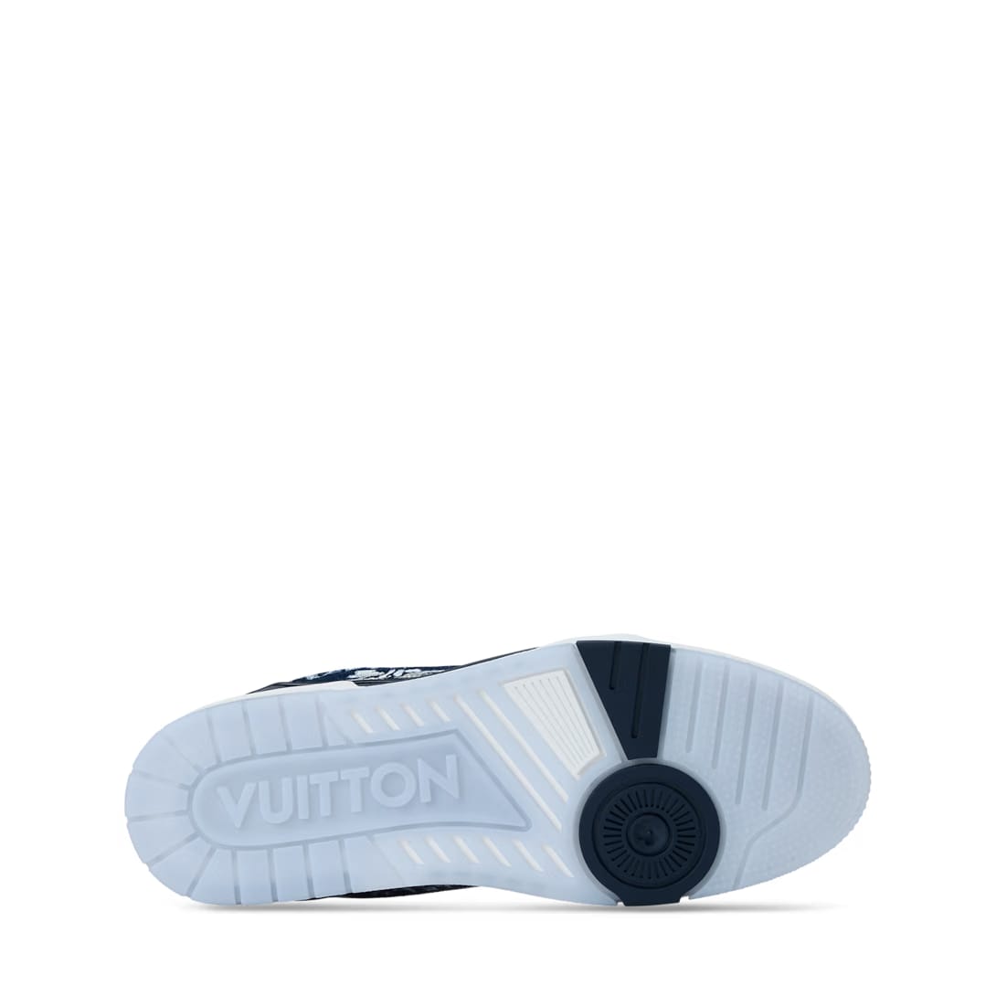LV Trainer Sneaker (Blue LV Scribble-printed denim)