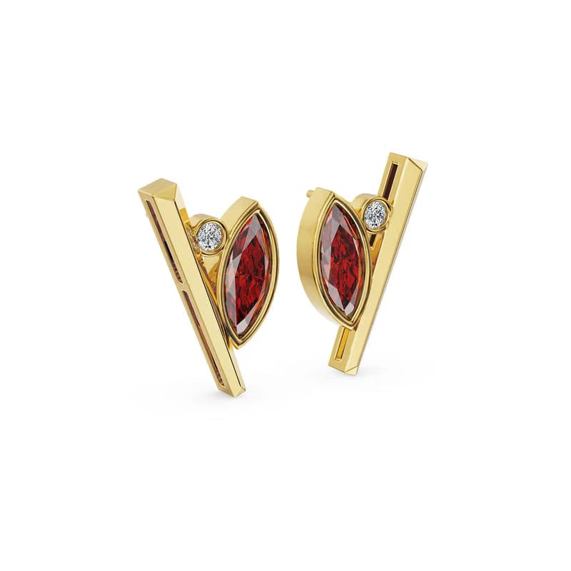 Crimson Ruby Lab Grown Diamond Earrings