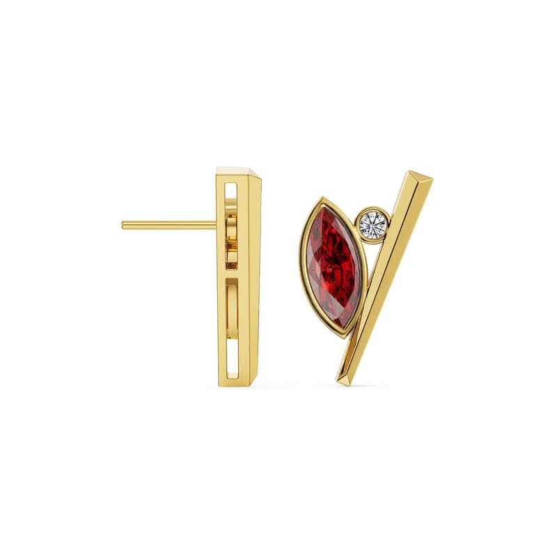 Crimson Ruby Lab Grown Diamond Earrings