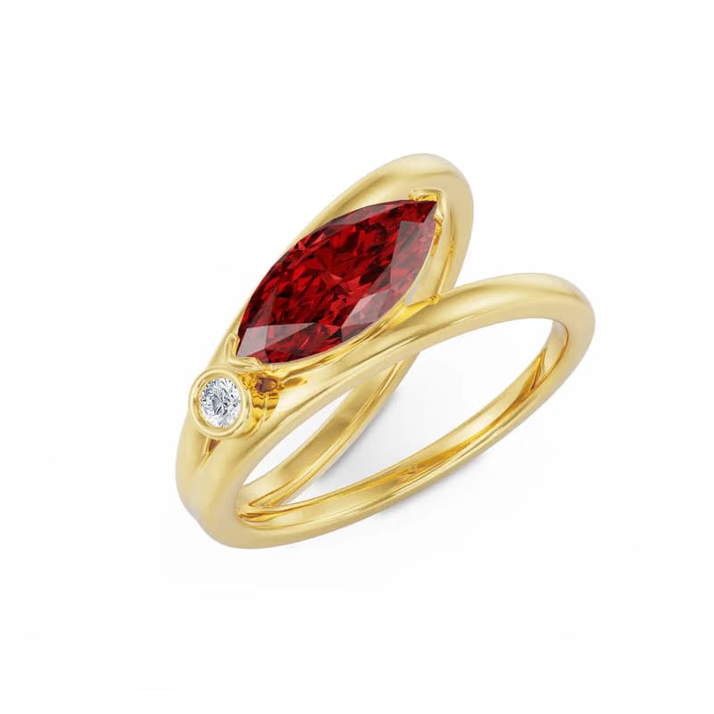 Crimson Ruby Lab Grown Diamond Ring