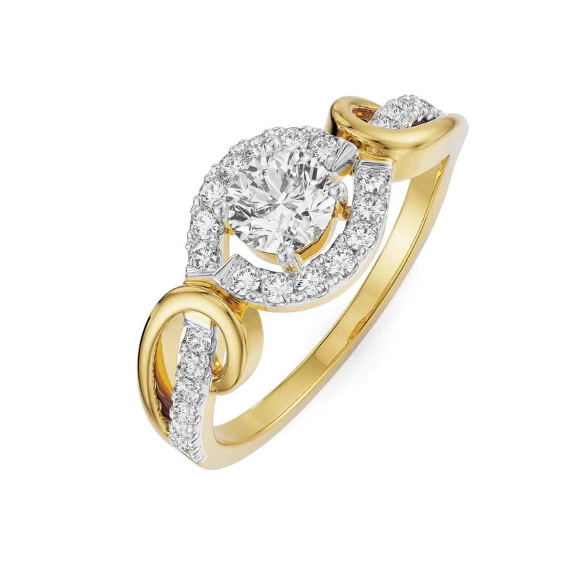 Curved Band Lab Grown Diamond Solitaire Ring
