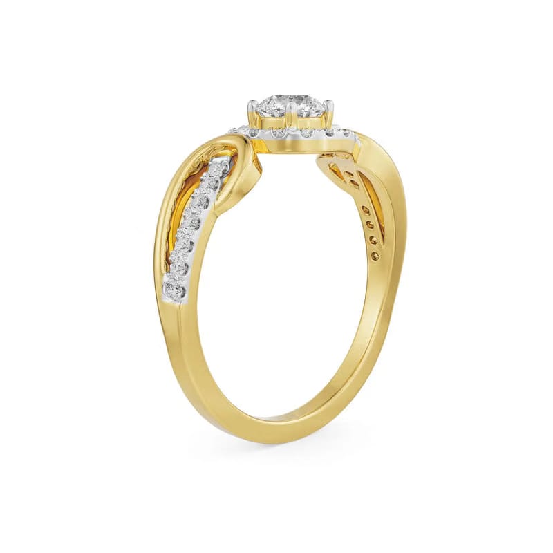Curved Band Lab Grown Diamond Solitaire Ring