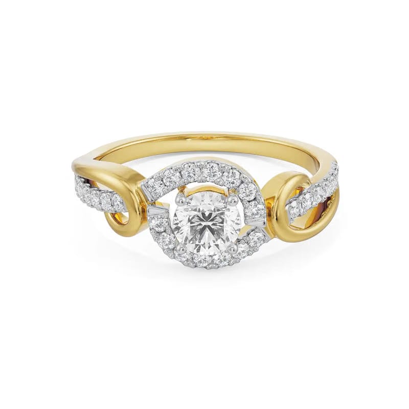Curved Band Lab Grown Diamond Solitaire Ring 9KT