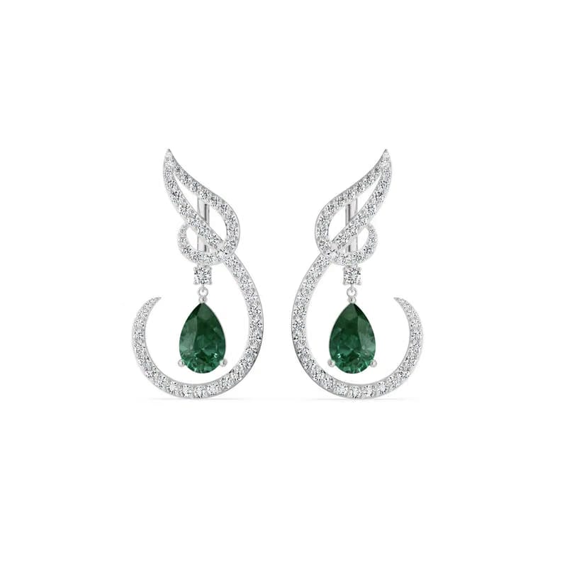 Curvy Emerald Lab Diamond Dangler Earrings
