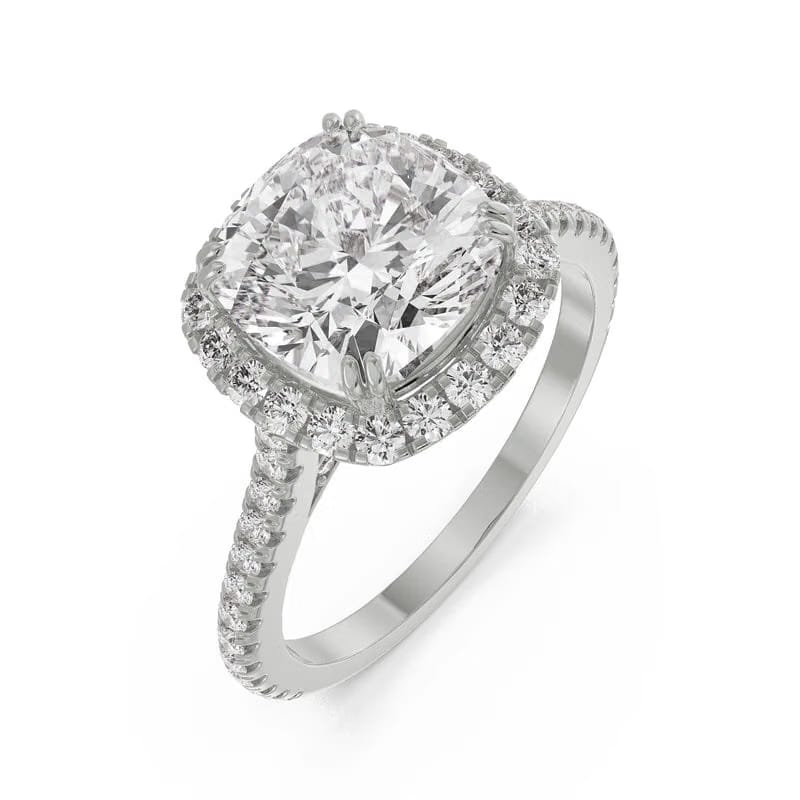 Cushion Halo Lab Diamond Engagement Ring