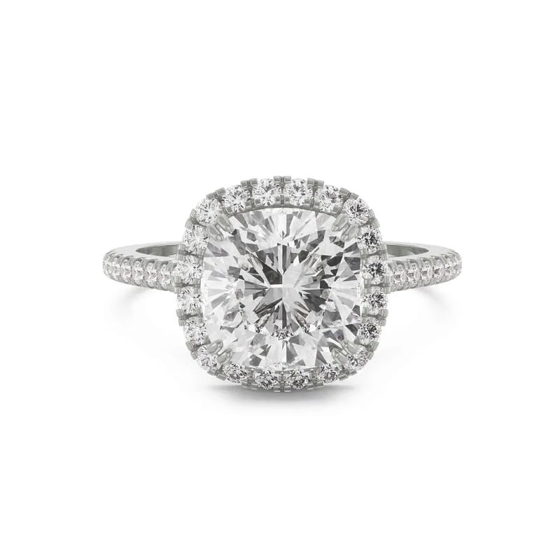 Cushion Halo Lab Diamond Engagement Ring 9KT