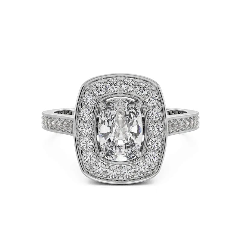 Cushion Halo Solitaire Lab Grown Diamond Ring 9KT