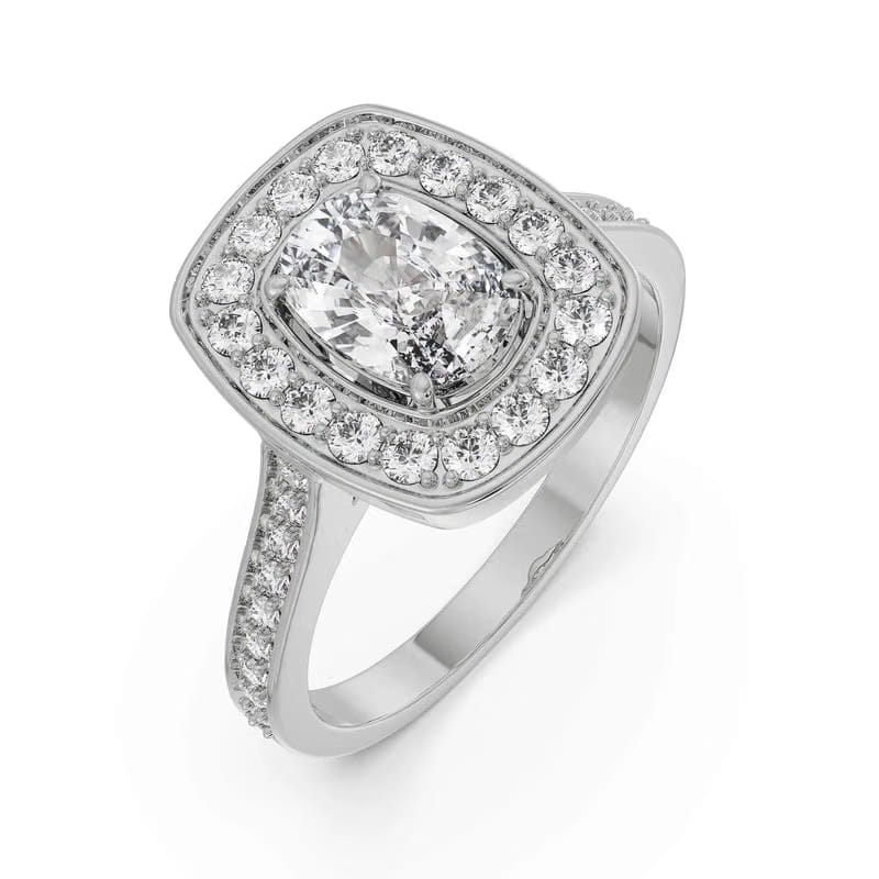Cushion Halo Solitaire Lab Grown Diamond Ring 9KT