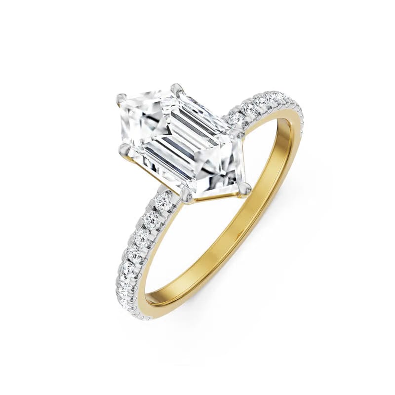 Custom Hexagon Lab Grown Diamond Ring 9KT