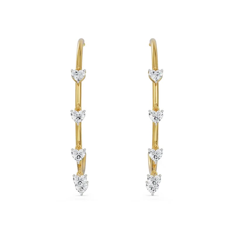 Dancing Hearts Dangle Hoop Earrings