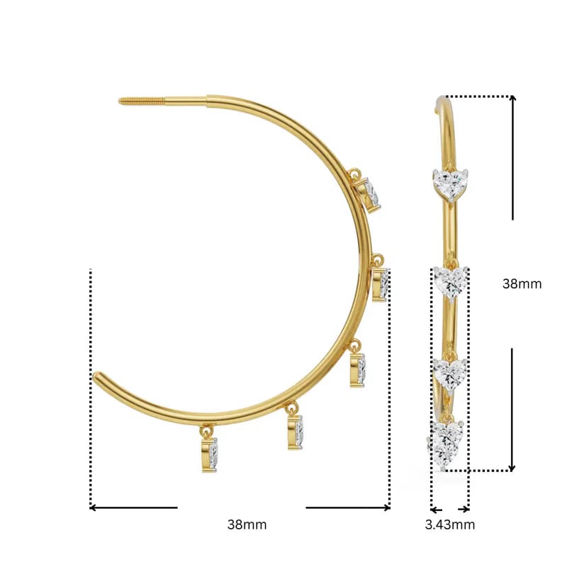 Dancing Hearts Dangle Hoop Earrings