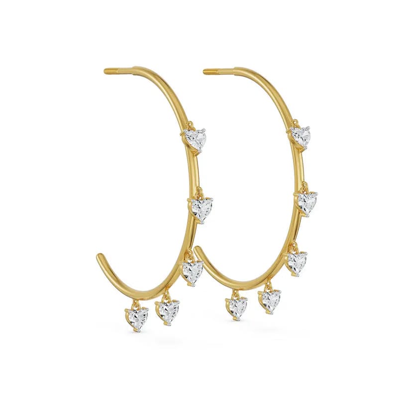 Dancing Hearts Dangle Hoop Earrings_in_stock