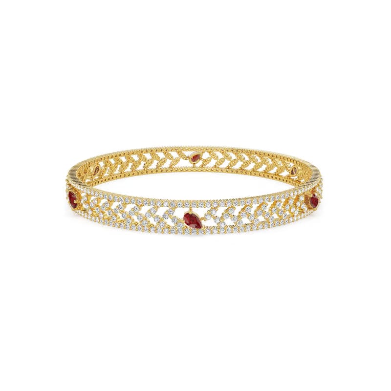 Delicate Ruby Lab Grown Diamond Bangle