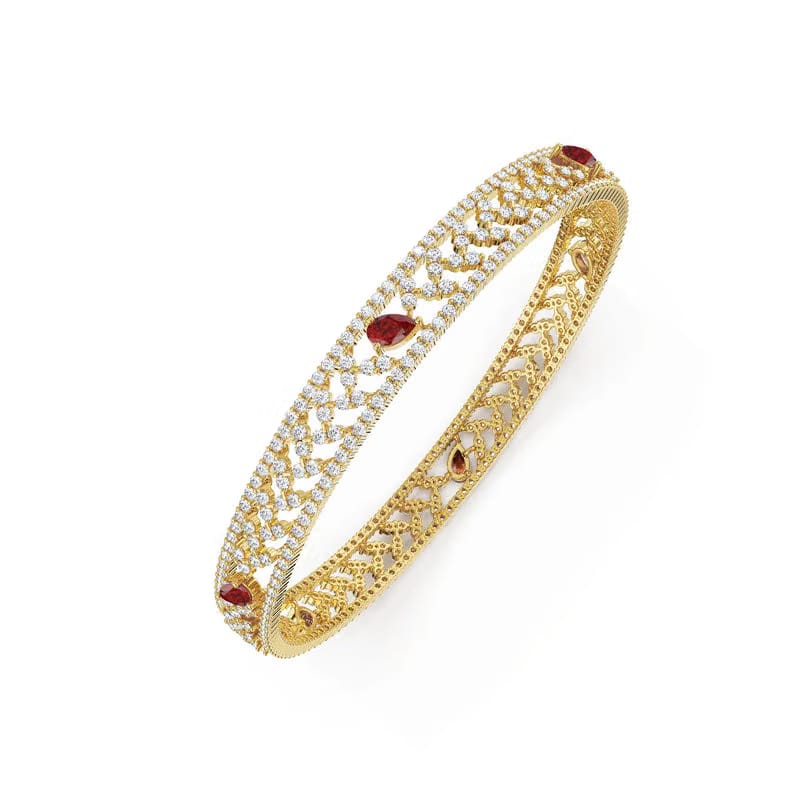 Delicate Ruby Lab Grown Diamond Bangle
