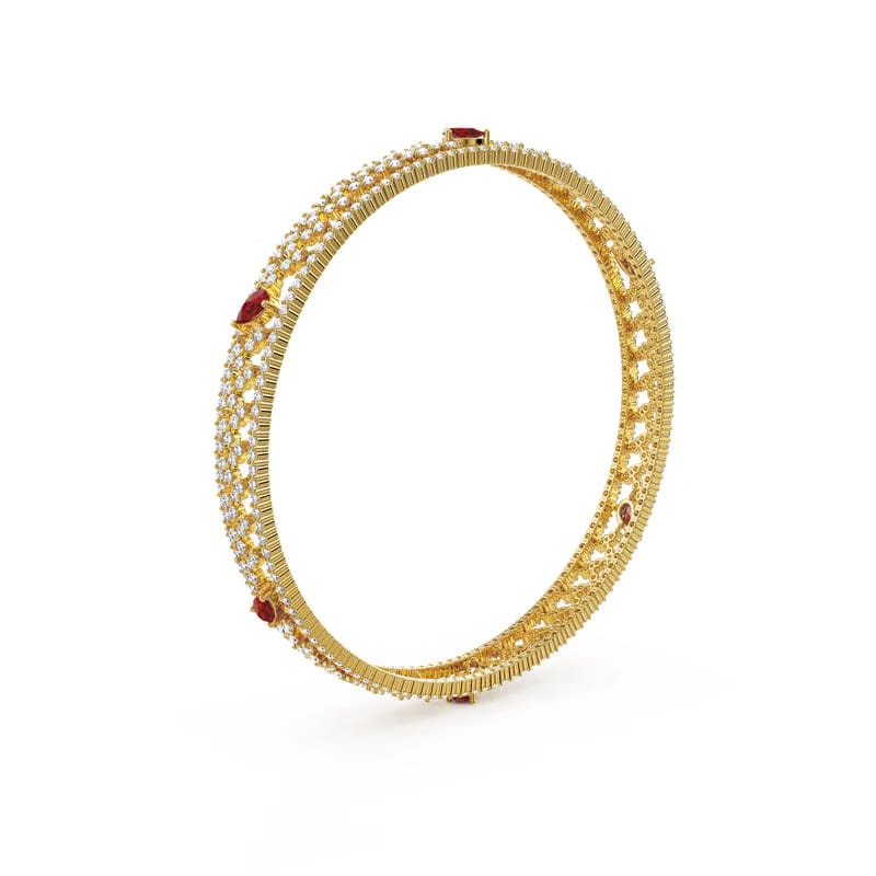 Delicate Ruby Lab Grown Diamond Bangle
