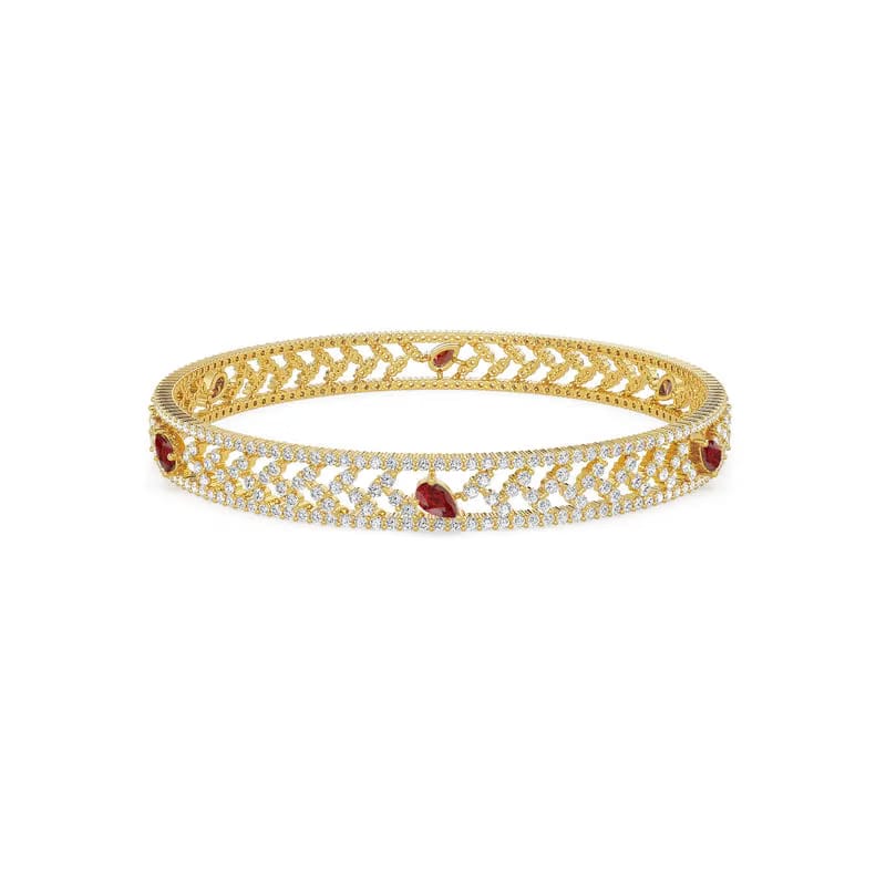 Delicate Ruby Lab Grown Diamond Bangle 9KT