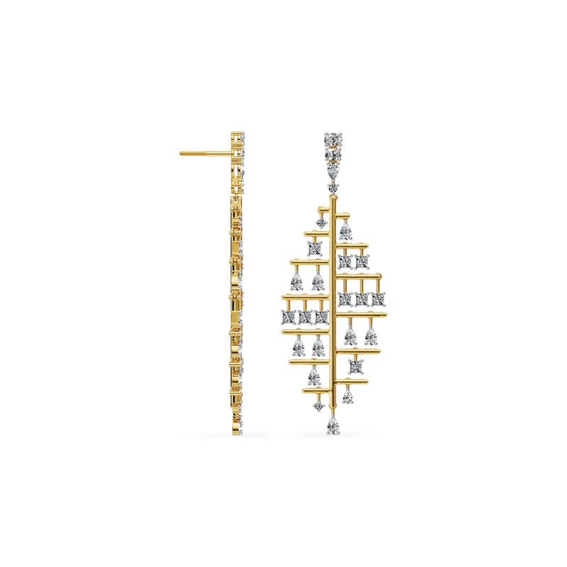 Dewdrop Leaf Lab Grown Diamond Chandelier Earrings 9KT