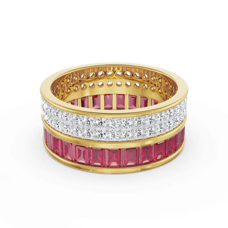Drum Ruby Lab Grown Diamond Band