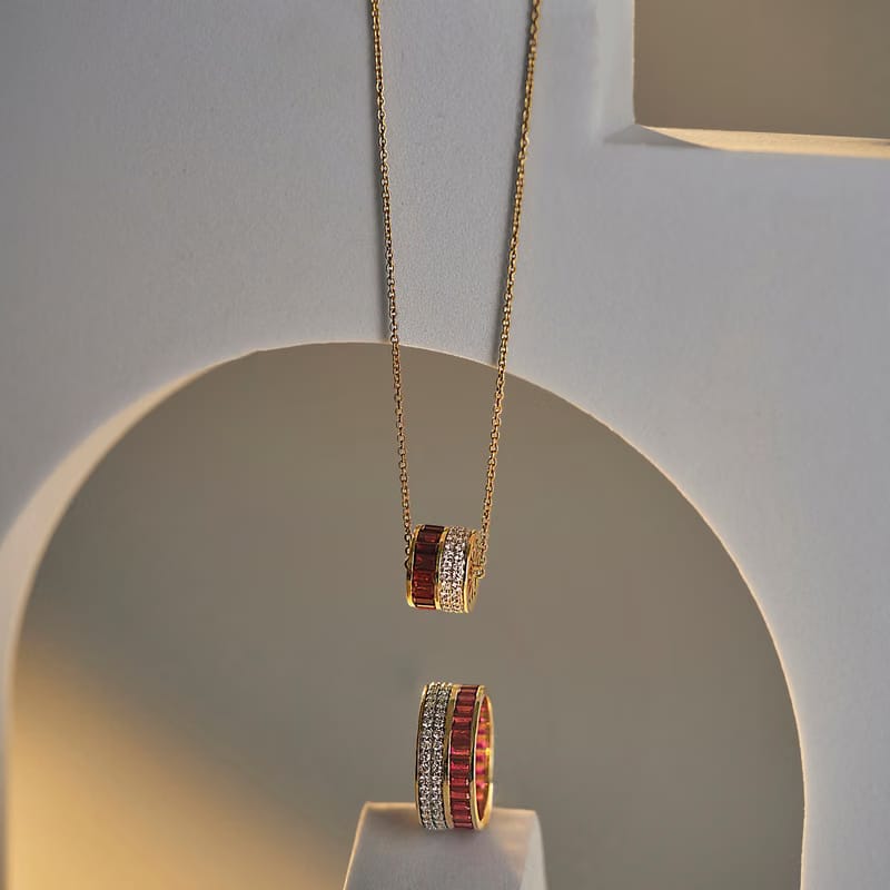 Drum Ruby Lab Grown Diamond Band_in-stock