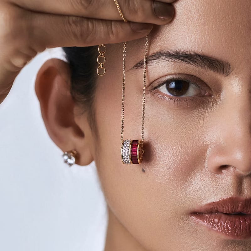 Drum Ruby Lab Grown Diamond Necklace