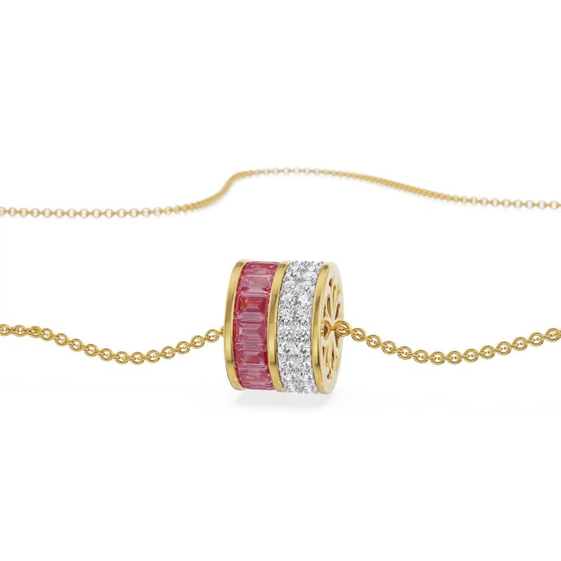 Drum Ruby Lab Grown Diamond Necklace 9KT