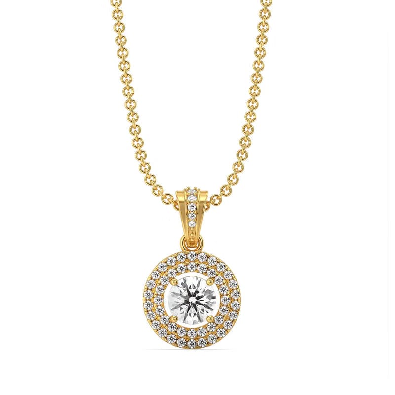 Dual Halo Round Lab Grown Diamond Pendant