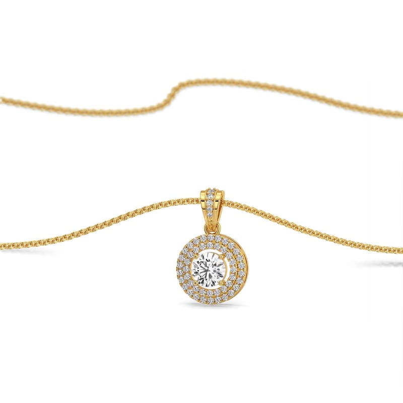 Dual Halo Round Lab Grown Diamond Pendant